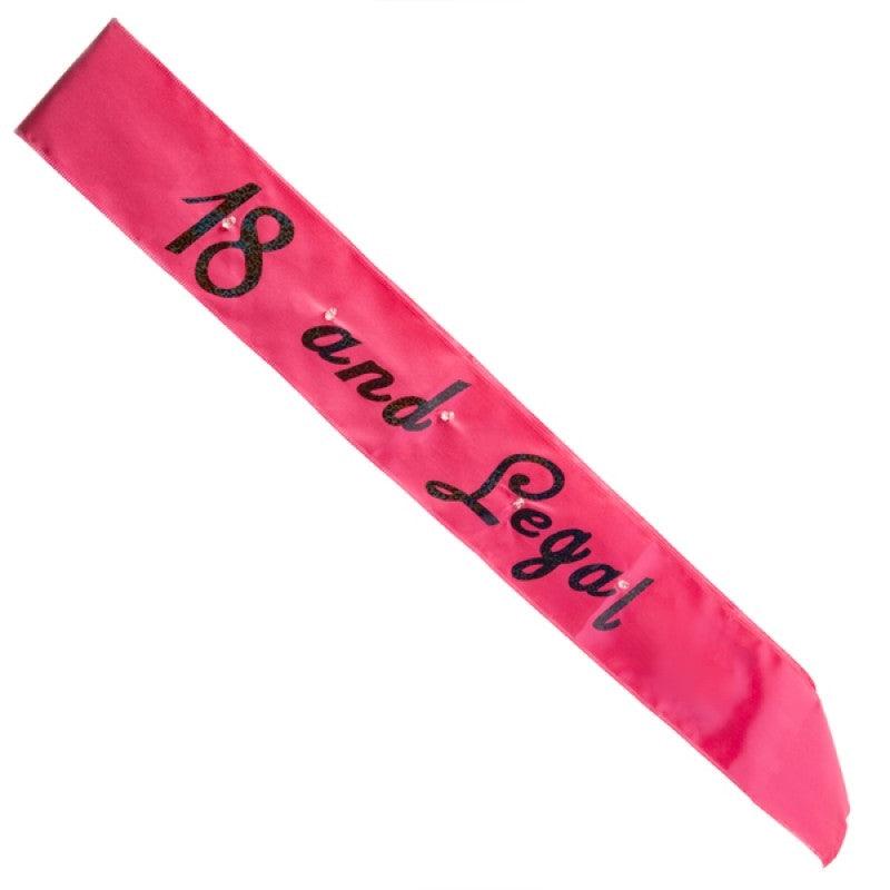 Buy Hot Pink 18 Legal Flashing Sash - Party accessories discounted | Products On Sale Australia