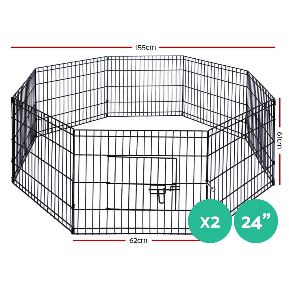 Buy i.Pet 2x24" 8 Panel Dog Playpen Pet Fence Exercise Cage Enclosure Play Pen discounted | Products On Sale Australia