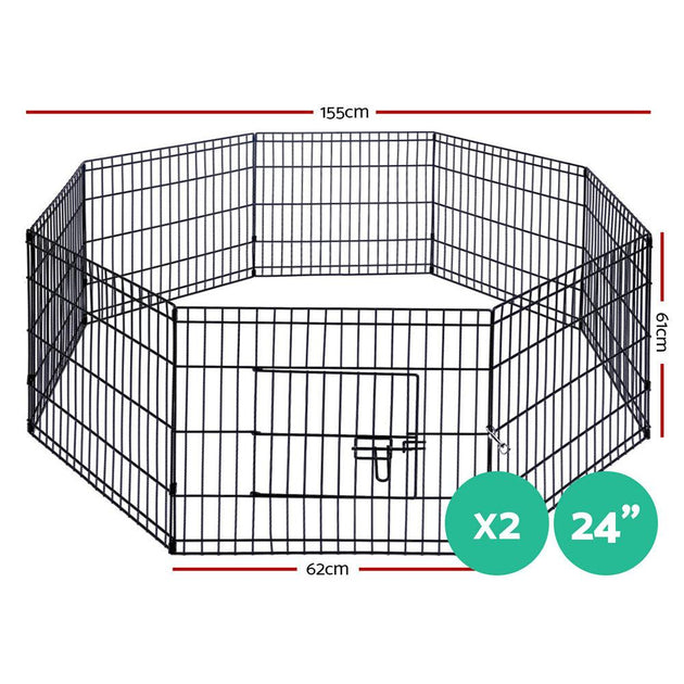 Buy i.Pet 2x24" 8 Panel Dog Playpen Pet Fence Exercise Cage Enclosure Play Pen discounted | Products On Sale Australia