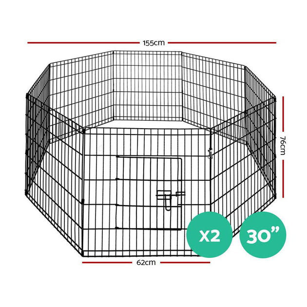 Buy i.Pet 2x30" 8 Panel Dog Playpen Pet Fence Exercise Cage Enclosure Play Pen discounted | Products On Sale Australia