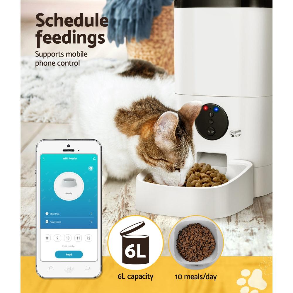 Buy i.Pet Automatic Pet Feeder 6L Wifi Auto Dog Cat Smart Food Dispenser Timer discounted | Products On Sale Australia