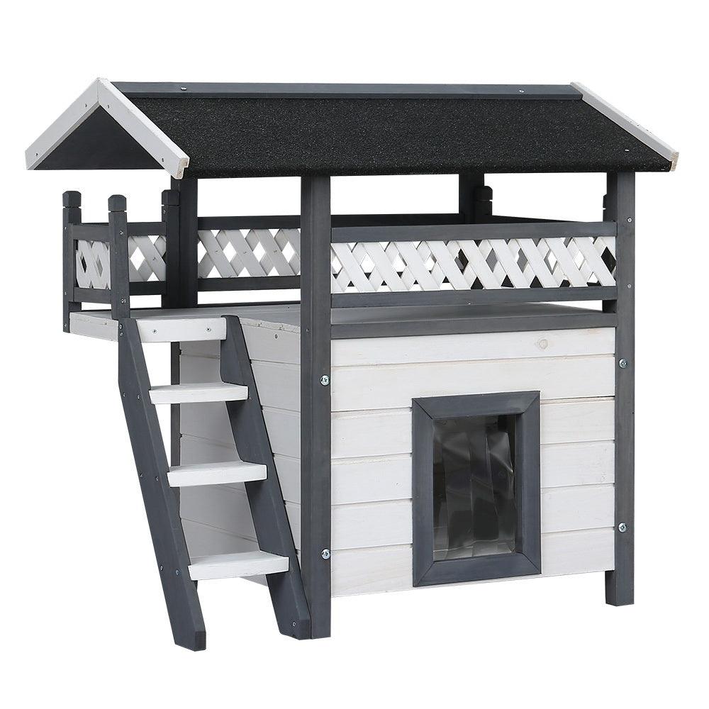 Buy i.Pet Cat House Outdoor Shelter 77cm x 50cm x 73cm Rabbit Hutch Wooden Condo Small Dog Enclosure discounted | Products On Sale Australia