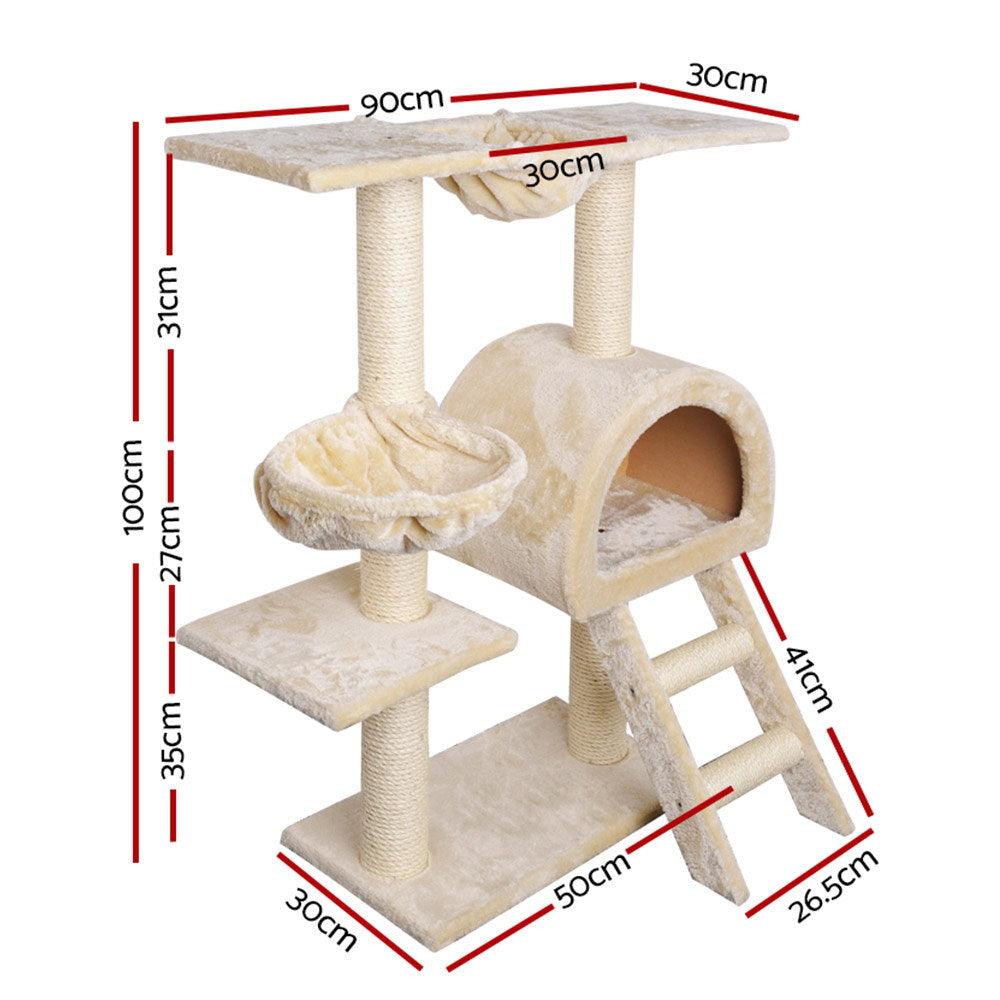 Buy i.Pet Cat Tree 100cm Tower Scratching Post Scratcher Condo House Trees Bed Beige discounted | Products On Sale Australia