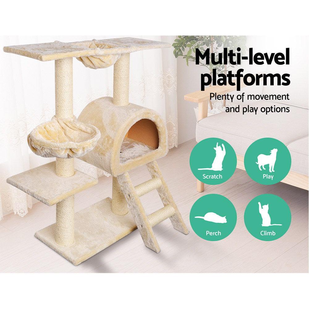 Buy i.Pet Cat Tree 100cm Tower Scratching Post Scratcher Condo House Trees Bed Beige discounted | Products On Sale Australia