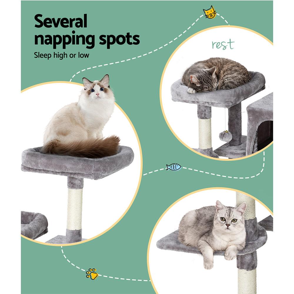 Buy i.Pet Cat Tree 103cm Tower Scratching Post Scratcher Wood Condo House Trees Grey discounted | Products On Sale Australia