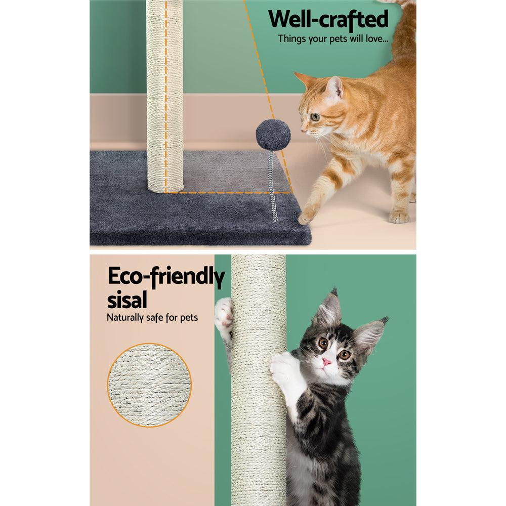 Buy i.Pet Cat Tree 105cm Scratching Post Scratcher Tower Condo House Hanging toys Grey discounted | Products On Sale Australia