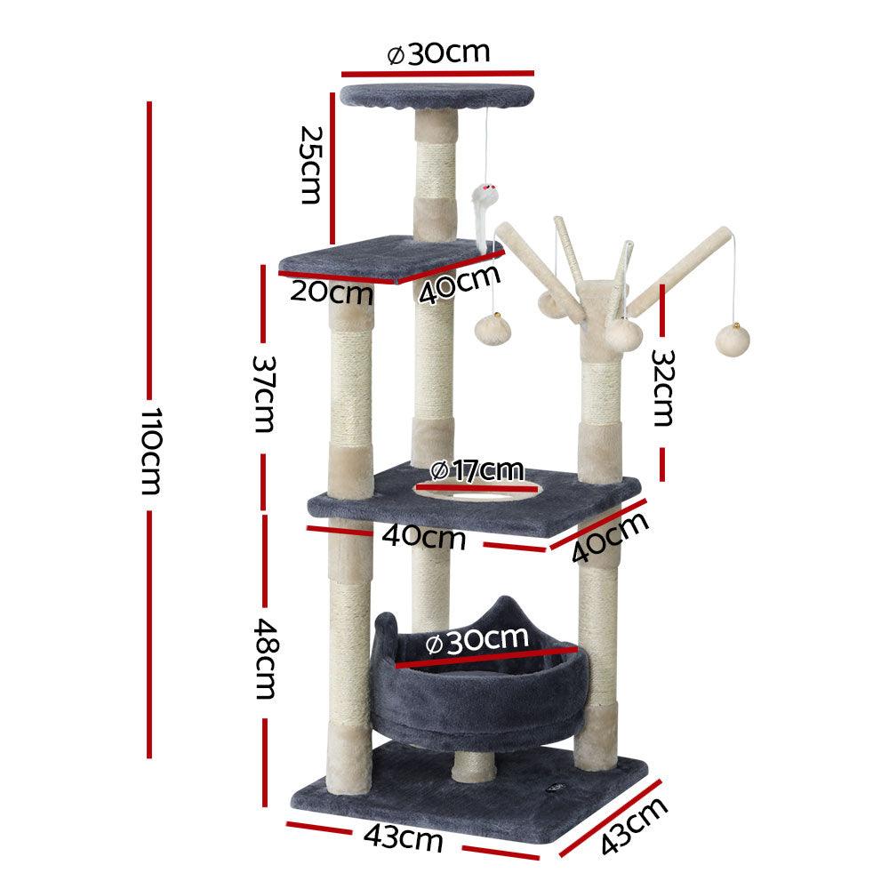 Buy i.Pet Cat Tree 110cm Tower Scratching Post Scratcher Wood Condo House Bed Toys discounted | Products On Sale Australia