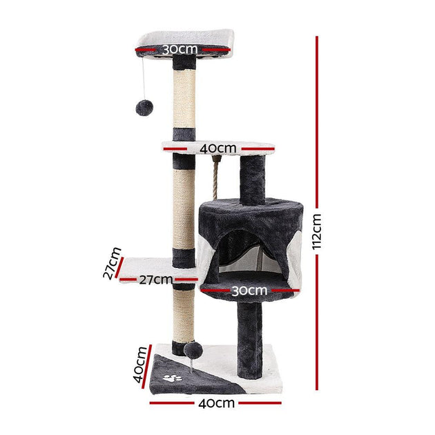 Buy i.Pet Cat Tree 112cm Tower Scratching Post Scratcher Wood Condo House Furniture discounted | Products On Sale Australia