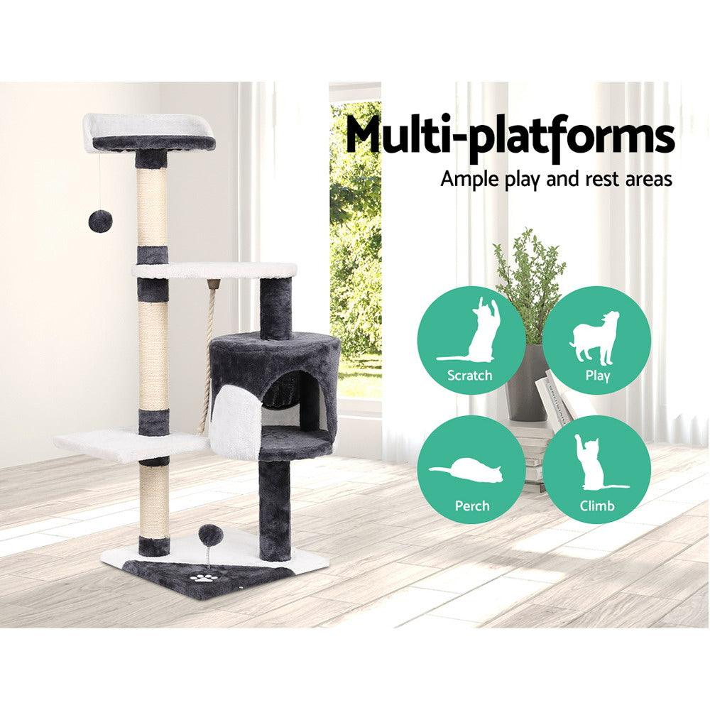 Buy i.Pet Cat Tree 112cm Tower Scratching Post Scratcher Wood Condo House Furniture discounted | Products On Sale Australia