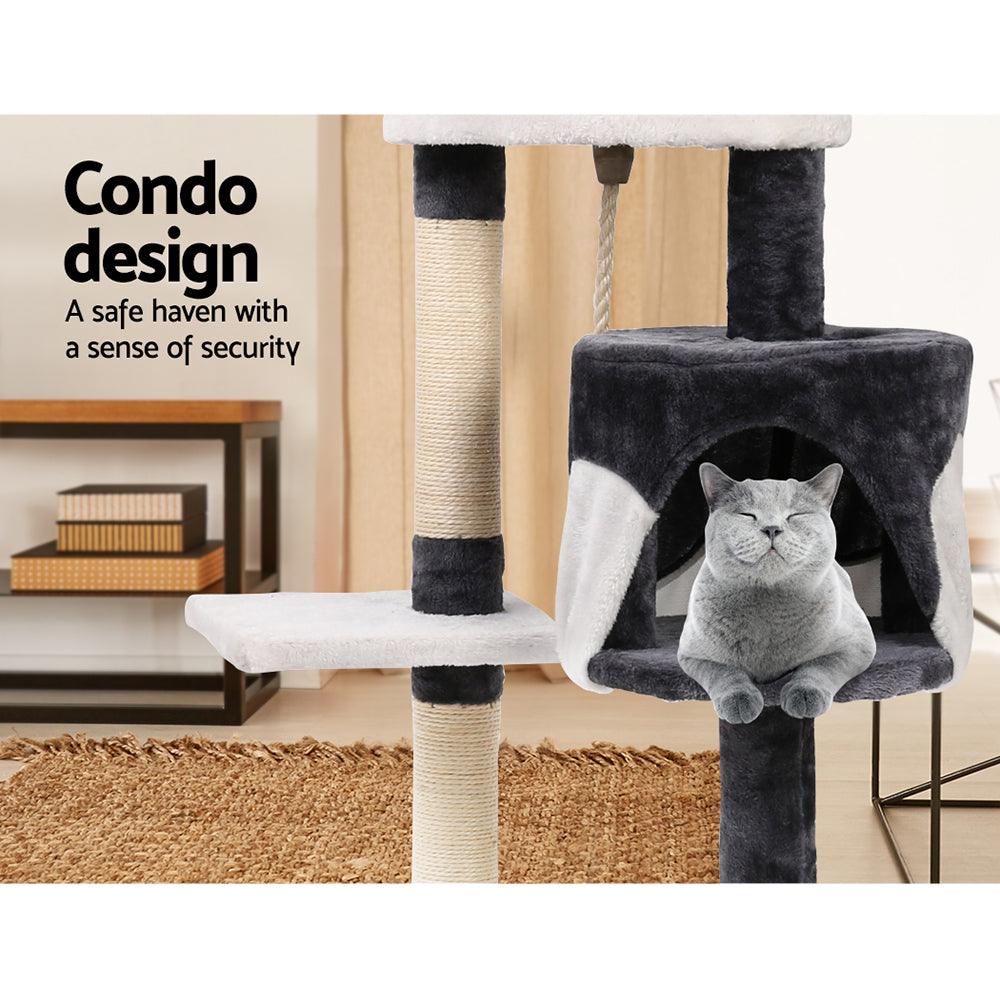 Buy i.Pet Cat Tree 112cm Tower Scratching Post Scratcher Wood Condo House Furniture discounted | Products On Sale Australia