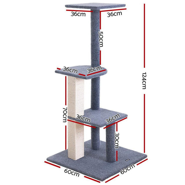 Buy i.Pet Cat Tree 124cm Scratching Post Tower Scratcher Trees Wood Condo Board discounted | Products On Sale Australia