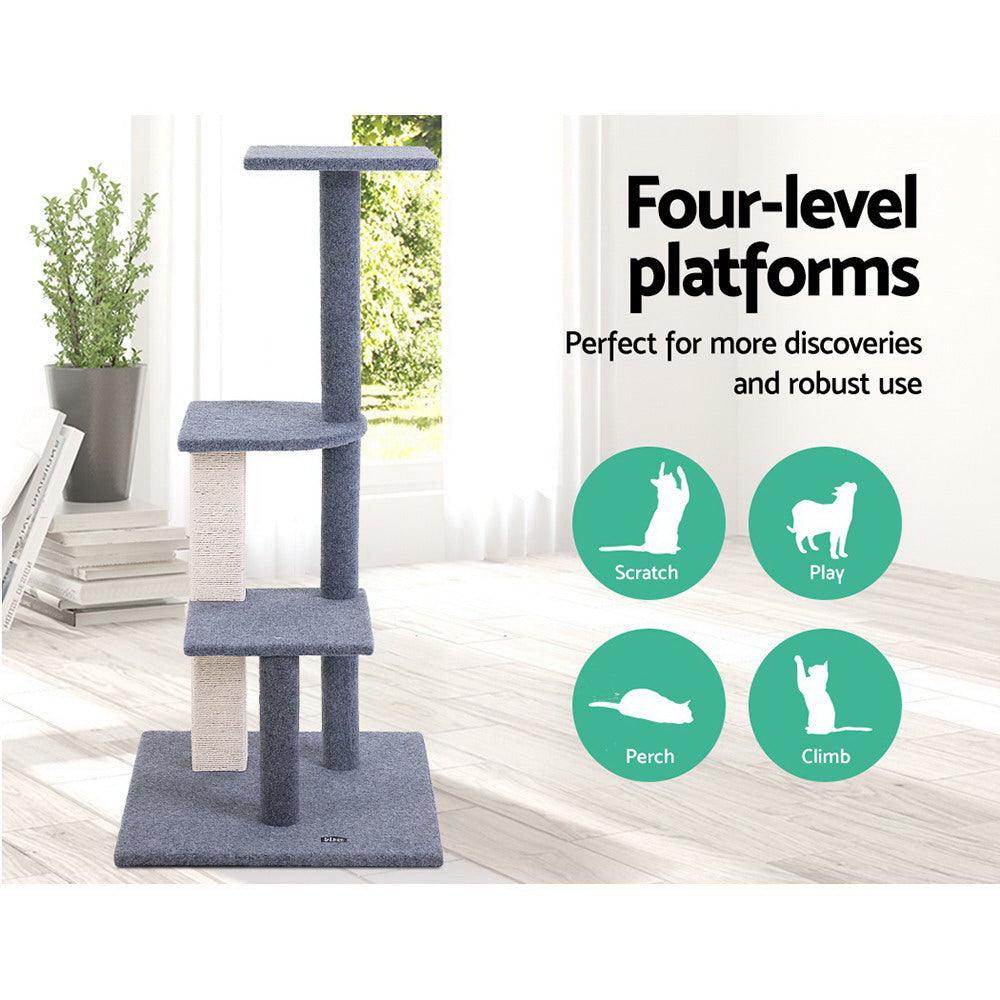 Buy i.Pet Cat Tree 124cm Scratching Post Tower Scratcher Trees Wood Condo Board discounted | Products On Sale Australia