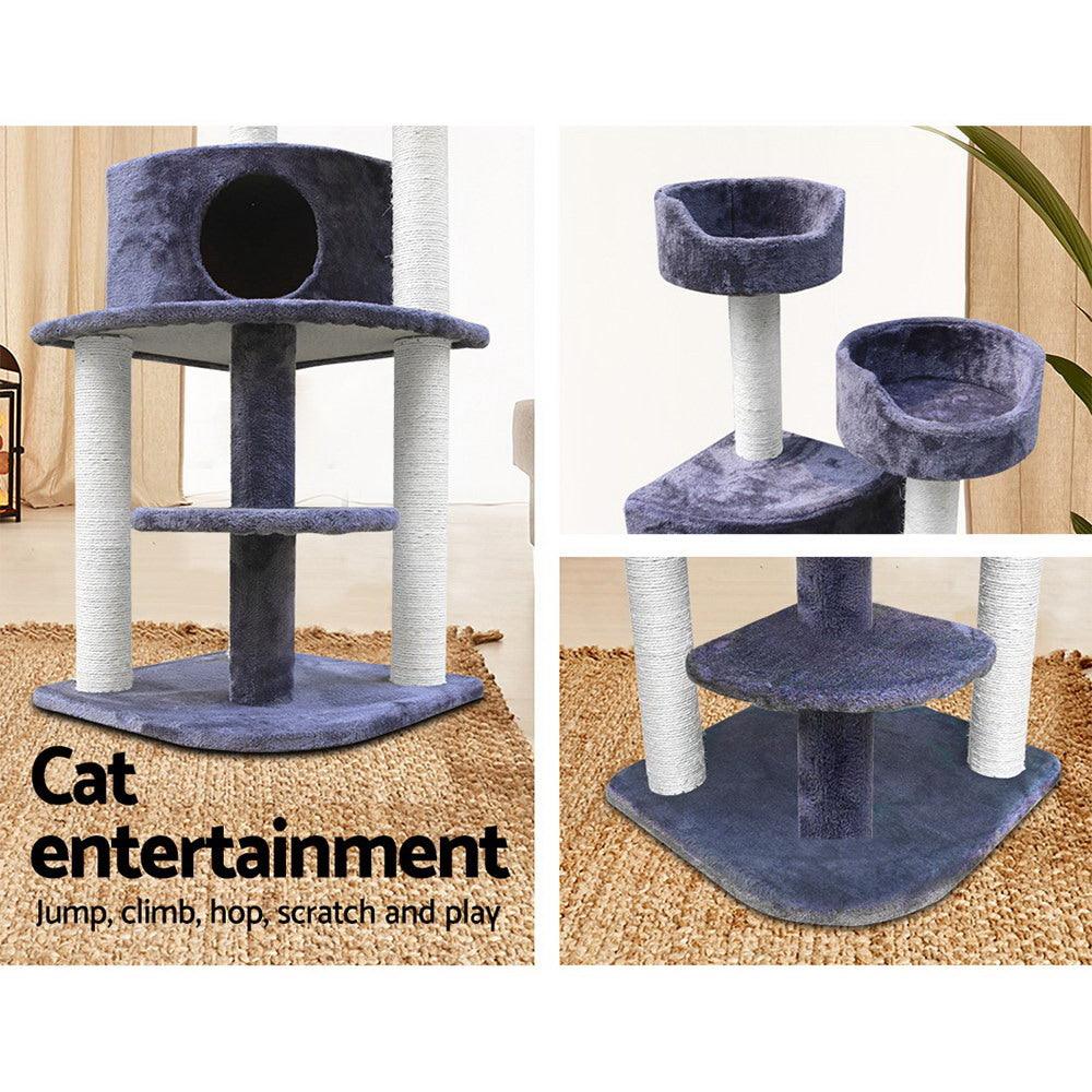 Buy i.Pet Cat Tree 126cm Tower Scratching Post Scratcher Condo Trees House Grey discounted | Products On Sale Australia