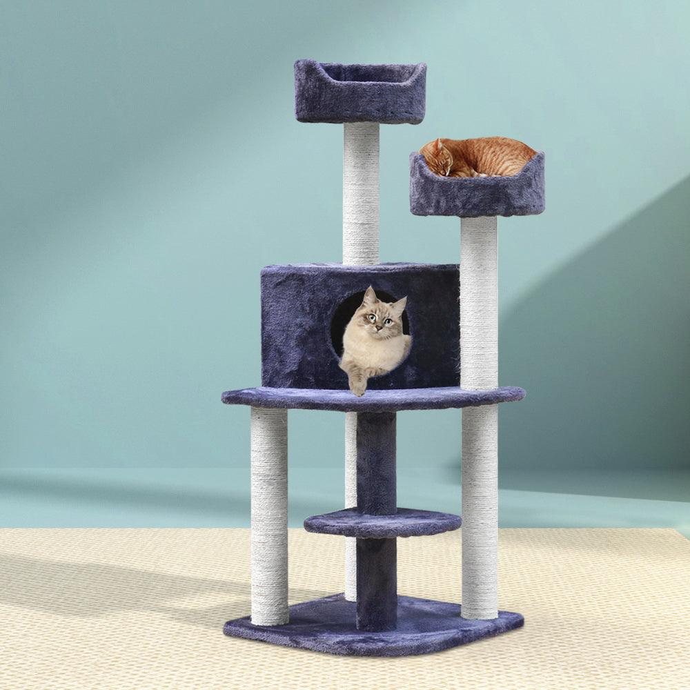 Buy i.Pet Cat Tree 126cm Tower Scratching Post Scratcher Condo Trees House Grey discounted | Products On Sale Australia