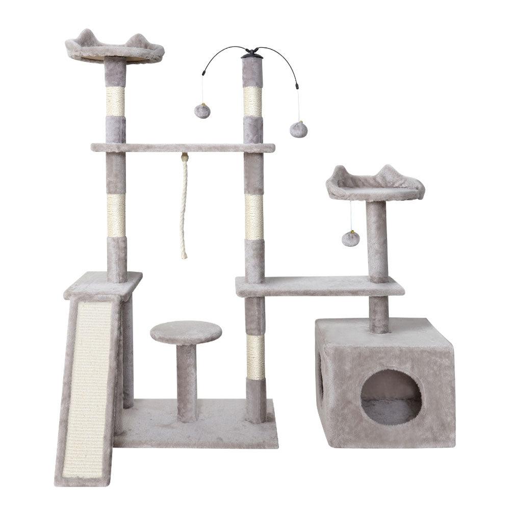 Buy i.Pet Cat Tree 135cm Tower Scratching Post Scratcher Wood Condo House Toys Grey discounted | Products On Sale Australia