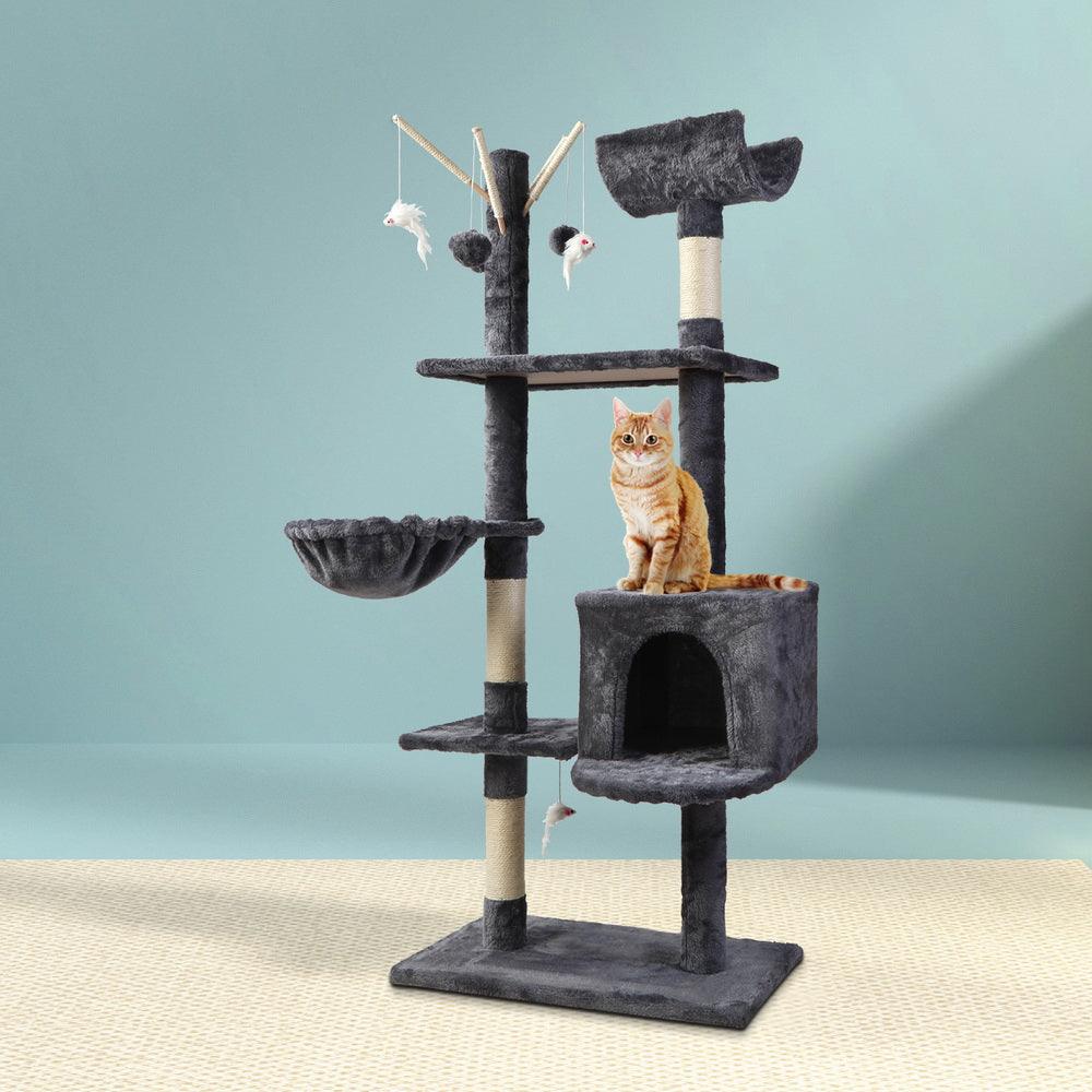 Buy i.Pet Cat Tree 140cm Tower Scratching Post Scratcher Trees Toys Condo Bed Grey discounted | Products On Sale Australia