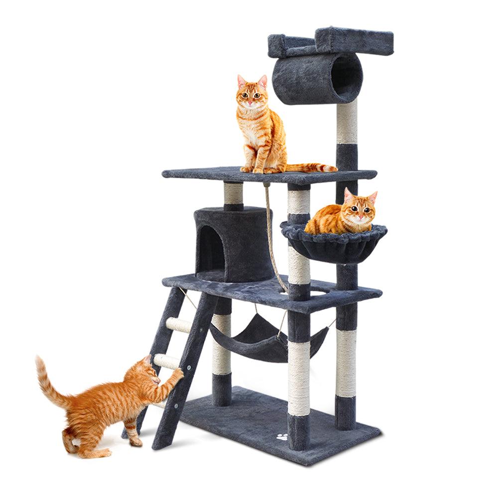 Buy i.Pet Cat Tree 141cm Tower Scratching Post Scratcher Condo Wood House Bed Grey discounted | Products On Sale Australia