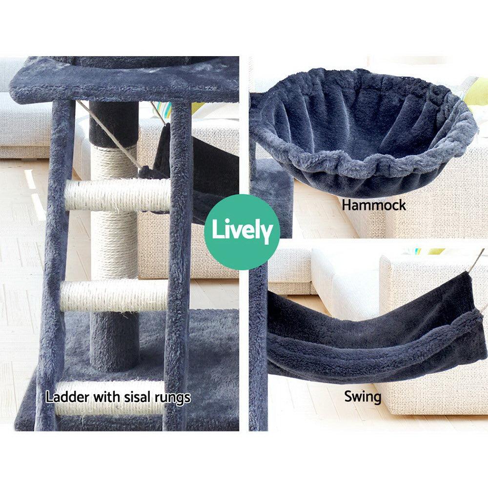 Buy i.Pet Cat Tree 141cm Tower Scratching Post Scratcher Condo Wood House Bed Grey discounted | Products On Sale Australia