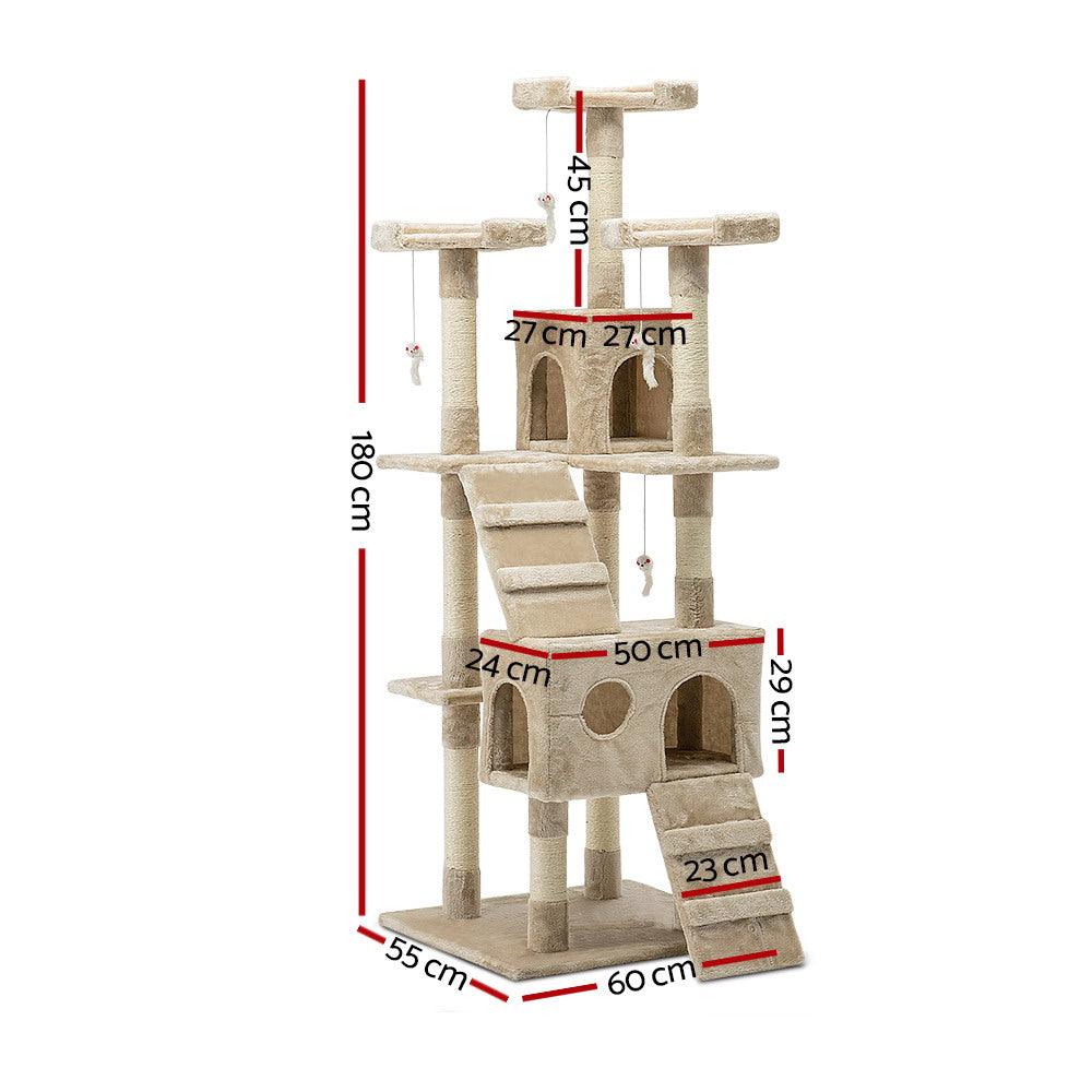 Buy i.Pet Cat Tree 180cm Tower Scratching Post Scratcher Wood Condo House Toys Beige discounted | Products On Sale Australia