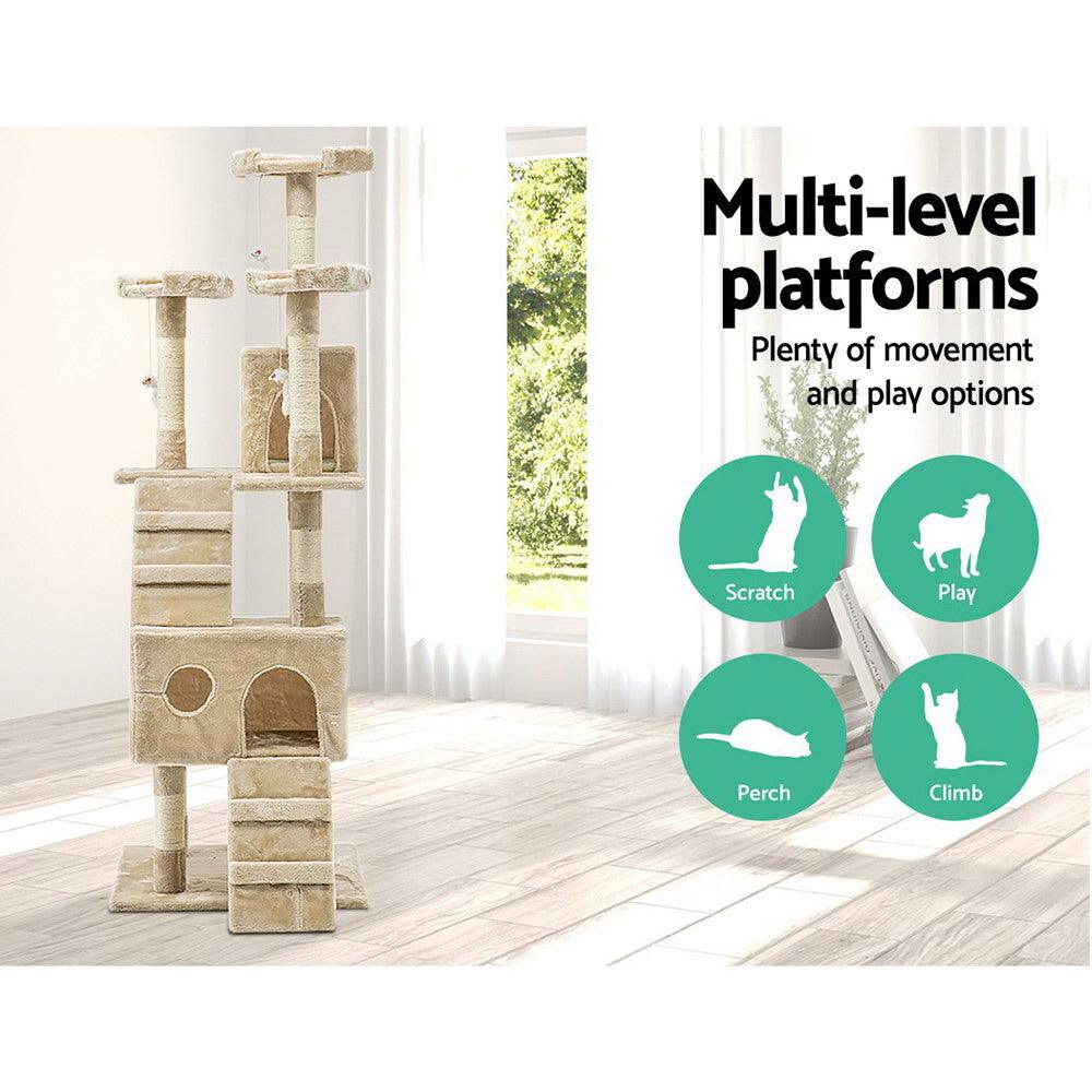 Buy i.Pet Cat Tree 180cm Tower Scratching Post Scratcher Wood Condo House Toys Beige discounted | Products On Sale Australia