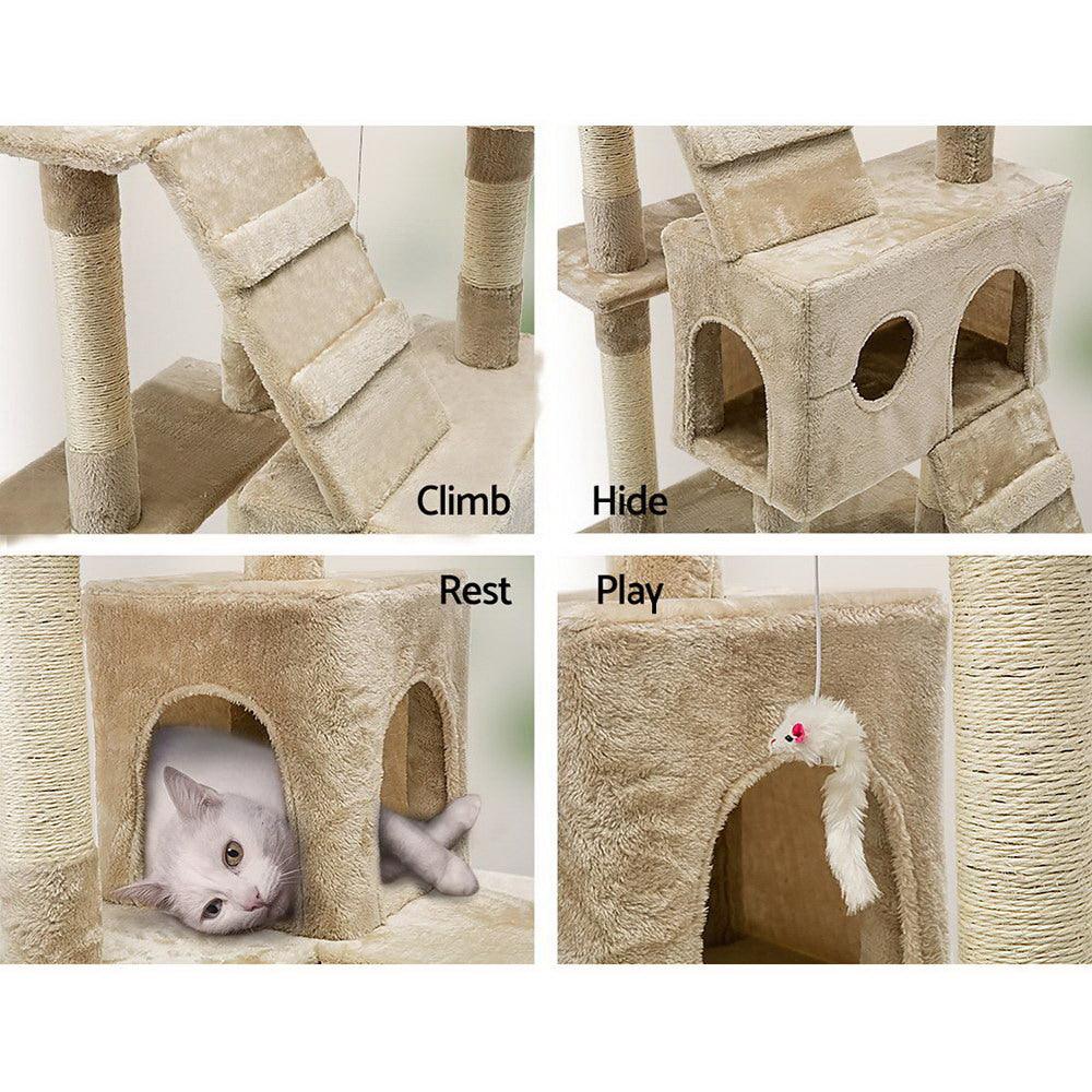 Buy i.Pet Cat Tree 180cm Tower Scratching Post Scratcher Wood Condo House Toys Beige discounted | Products On Sale Australia