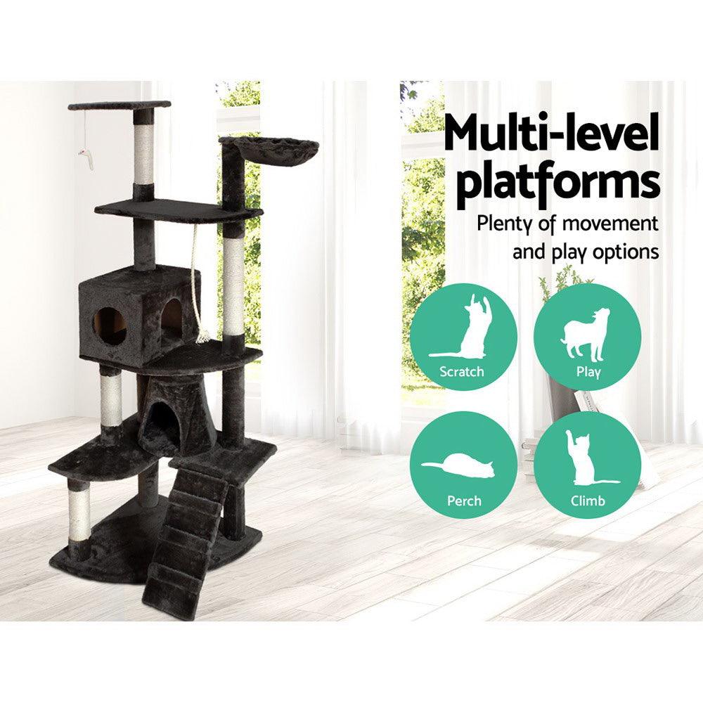 Buy i.Pet Cat Tree 193cm Tower Scratching Post Scratcher Condo House Trees Grey discounted | Products On Sale Australia