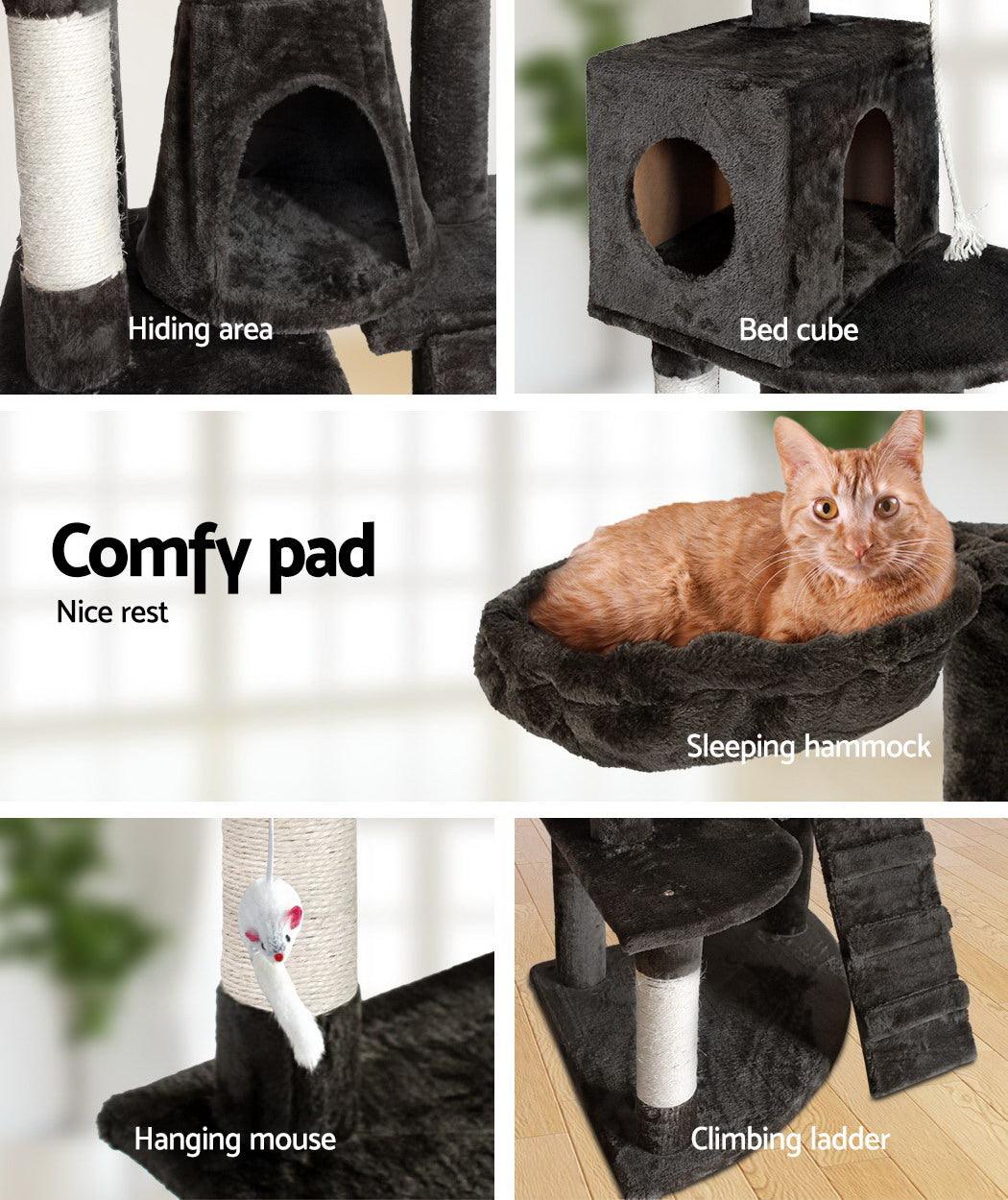 Buy i.Pet Cat Tree 193cm Tower Scratching Post Scratcher Condo House Trees Grey discounted | Products On Sale Australia