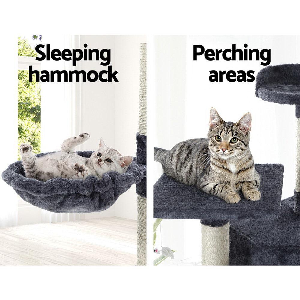 Buy i.Pet Cat Tree 203cm Tower Scratching Post Scratcher Condo Trees House Bed Grey discounted | Products On Sale Australia