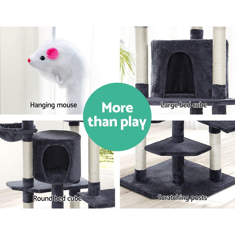 Buy i.Pet Cat Tree 203cm Tower Scratching Post Scratcher Condo Trees House Bed Grey discounted | Products On Sale Australia