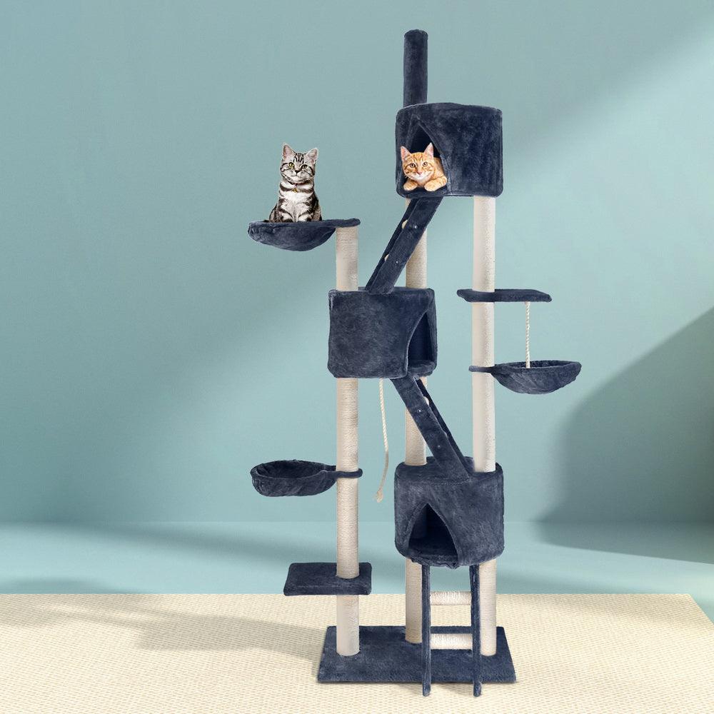 Buy i.Pet Cat Tree 244cm Tower Scratching Post Scratcher Trees Condo House Grey discounted | Products On Sale Australia