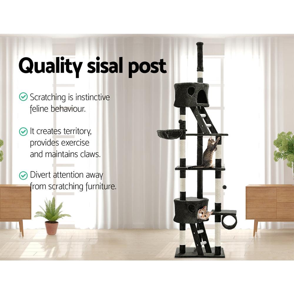 Buy i.Pet Cat Tree 260cm Tower Scratching Post Scratcher Condo House Trees Grey discounted | Products On Sale Australia