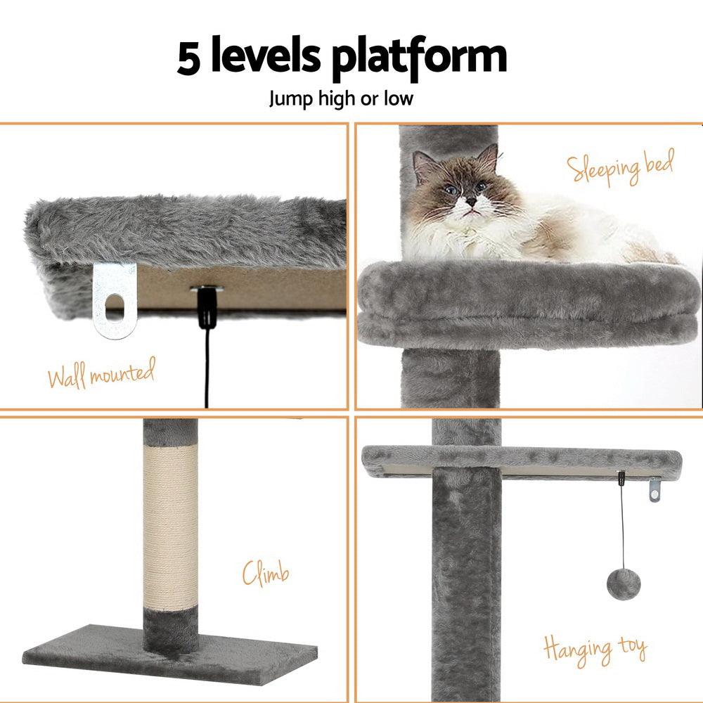 Buy i.Pet Cat Tree 290cm Tower Scratching Post Scratcher Floor to Ceiling Cats Bed discounted | Products On Sale Australia