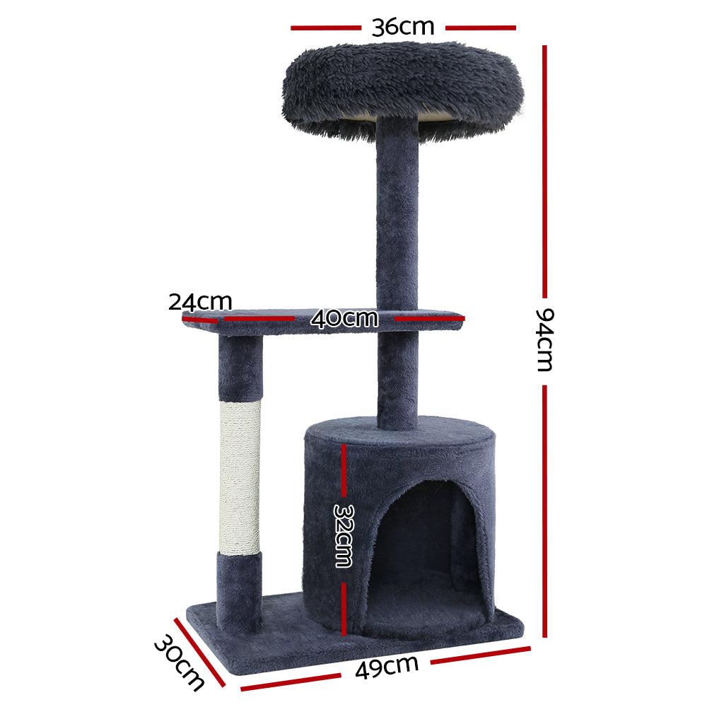 Buy i.Pet Cat Tree 94cm Scratching Post Tower Scratcher Condo House Wood Trees Grey discounted | Products On Sale Australia