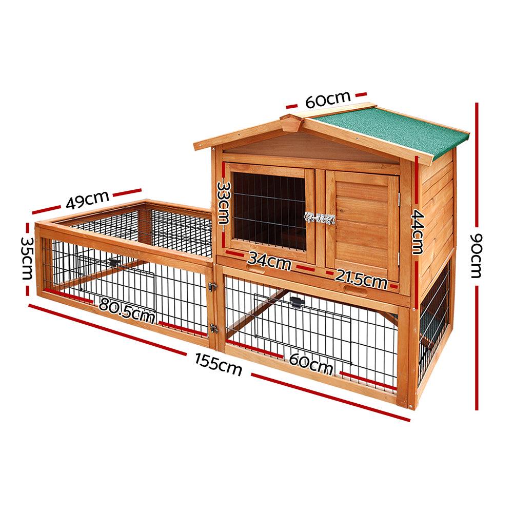 Buy i.Pet Chicken Coop 155cm x 49cm x 90cm Rabbit Hutch Large Run Wooden Cage House Outdoor discounted | Products On Sale Australia