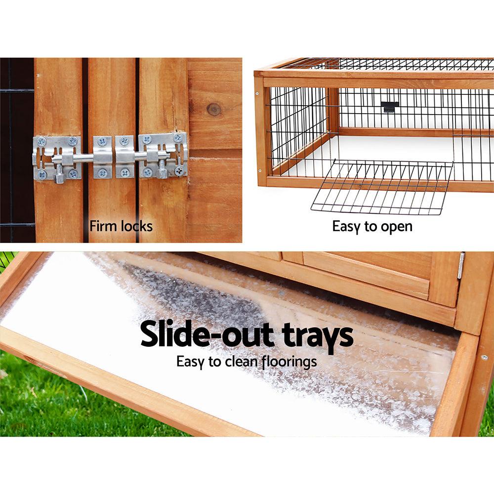 Buy i.Pet Chicken Coop 155cm x 49cm x 90cm Rabbit Hutch Large Run Wooden Cage House Outdoor discounted | Products On Sale Australia