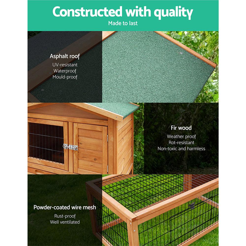 Buy i.Pet Chicken Coop 155cm x 49cm x 90cm Rabbit Hutch Large Run Wooden Cage House Outdoor discounted | Products On Sale Australia