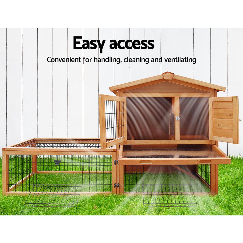 Buy i.Pet Chicken Coop 155cm x 49cm x 90cm Rabbit Hutch Large Run Wooden Cage House Outdoor discounted | Products On Sale Australia