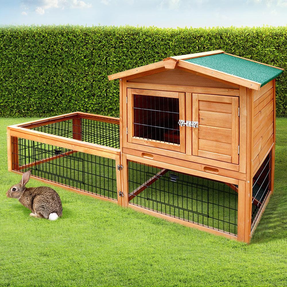 Buy i.Pet Chicken Coop 155cm x 49cm x 90cm Rabbit Hutch Large Run Wooden Cage House Outdoor discounted | Products On Sale Australia