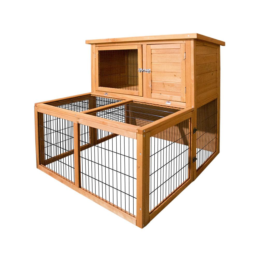 Buy i.Pet Chicken Coop 96cm x 96cm x 100cm Rabbit Hutch Large Run Wooden Cage Outdoor House discounted | Products On Sale Australia