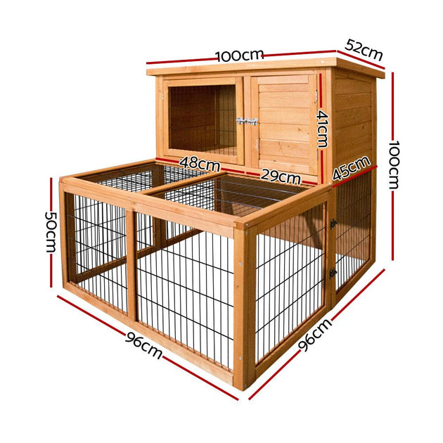 Buy i.Pet Chicken Coop 96cm x 96cm x 100cm Rabbit Hutch Large Run Wooden Cage Outdoor House discounted | Products On Sale Australia