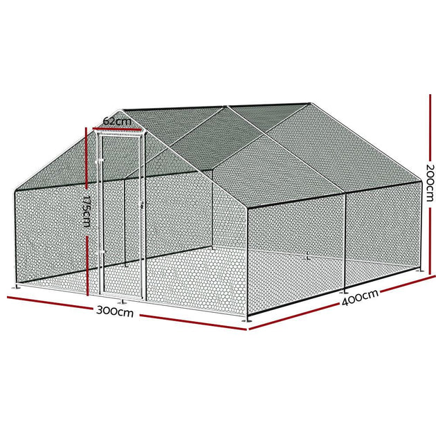 Buy i.Pet Chicken Coop Cage 3x4x2m Galvanised Steel discounted | Products On Sale Australia