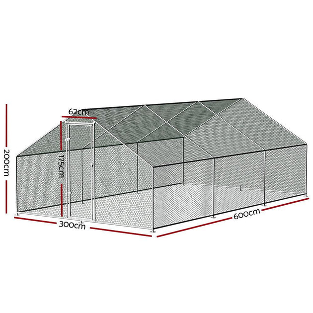 Buy i.Pet Chicken Coop Cage 3x6x2m Galvanised Steel discounted | Products On Sale Australia