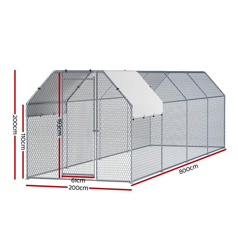 Buy i.Pet Chicken Coop Cage Run Rabbit Hutch Large Walk In Hen House Cover 2mx8mx2m discounted | Products On Sale Australia