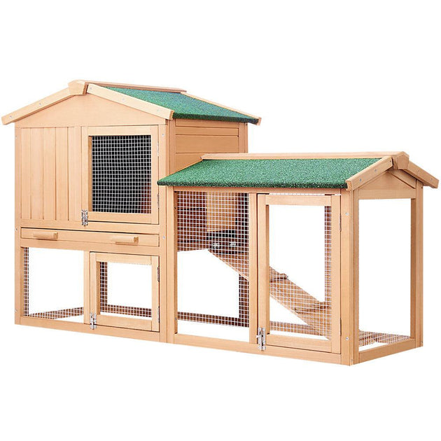 Buy i.Pet Chicken Coop Rabbit Hutch 138cm x 44cm x 85cm Large House Run Cage Wooden Outdoor discounted | Products On Sale Australia