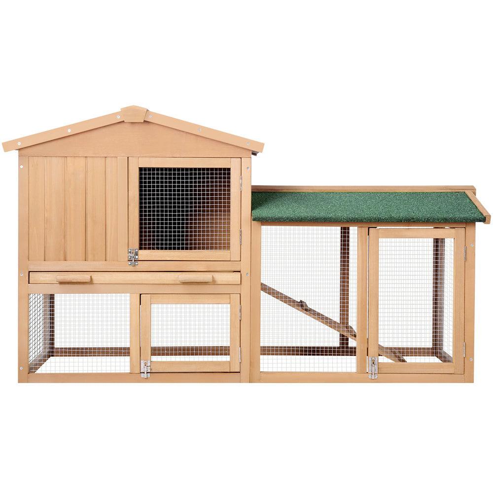 Buy i.Pet Chicken Coop Rabbit Hutch 138cm x 44cm x 85cm Large House Run Cage Wooden Outdoor discounted | Products On Sale Australia