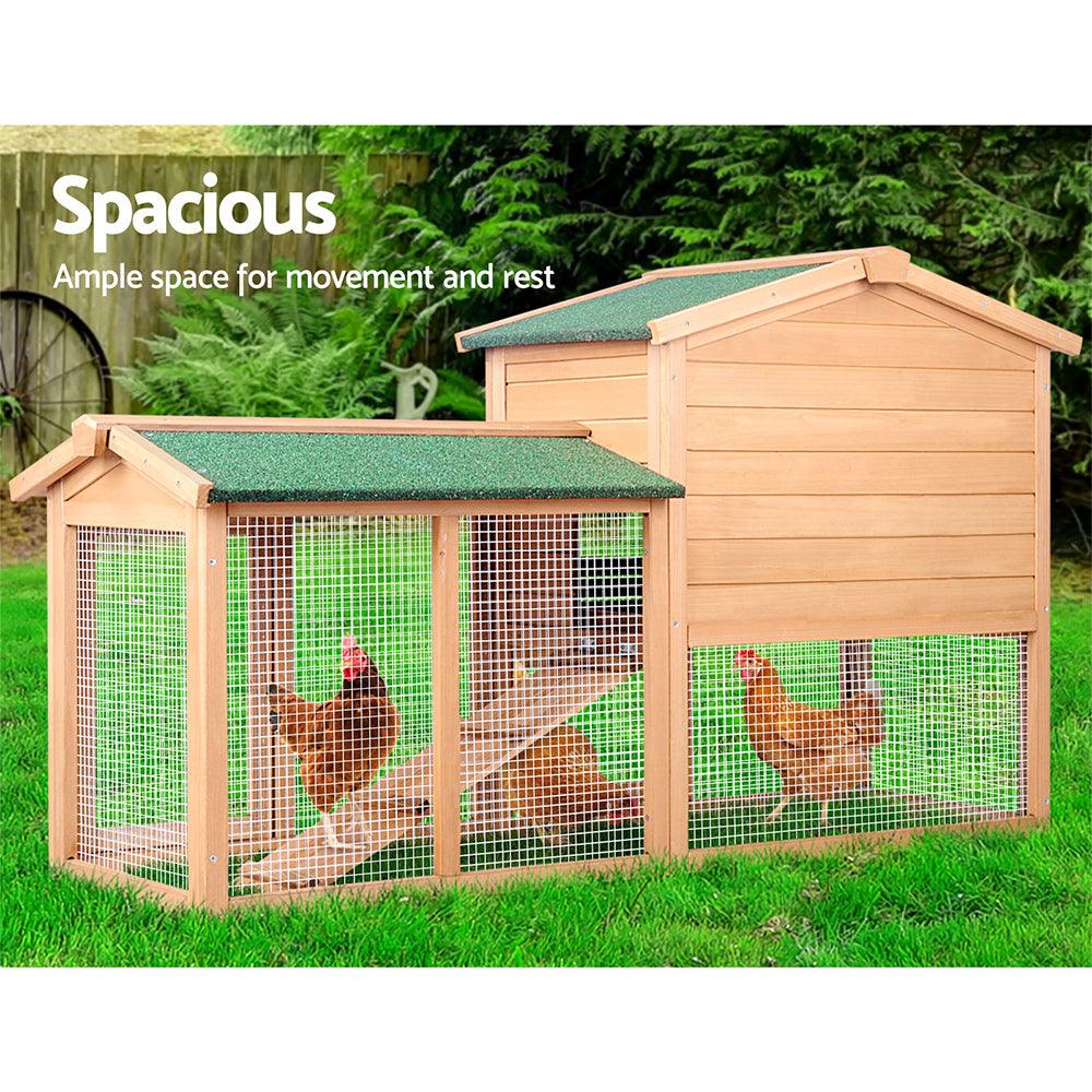 Buy i.Pet Chicken Coop Rabbit Hutch 138cm x 44cm x 85cm Large House Run Cage Wooden Outdoor discounted | Products On Sale Australia