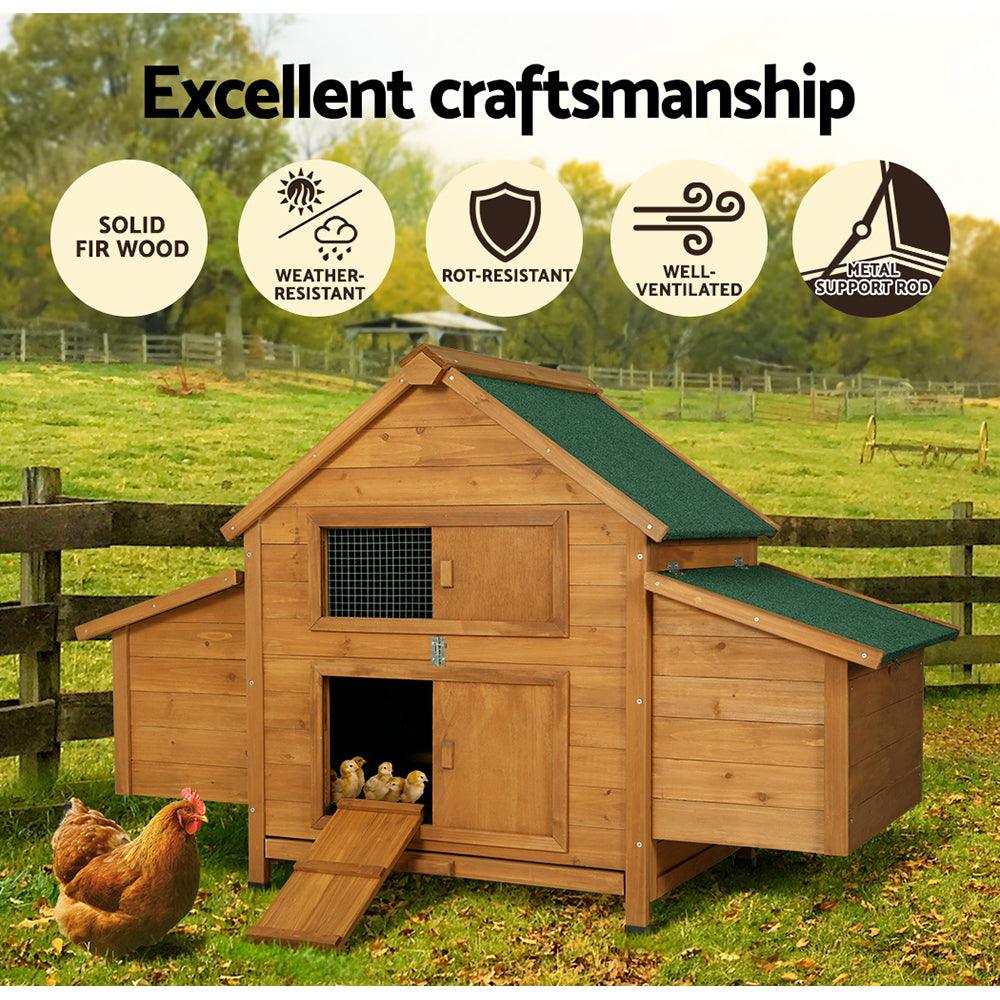 Buy i.Pet Chicken Coop Rabbit Hutch 150cm x 68cm x 96cm Large House Run Cage Wooden Outdoor Pet Enclosure discounted | Products On Sale Australia