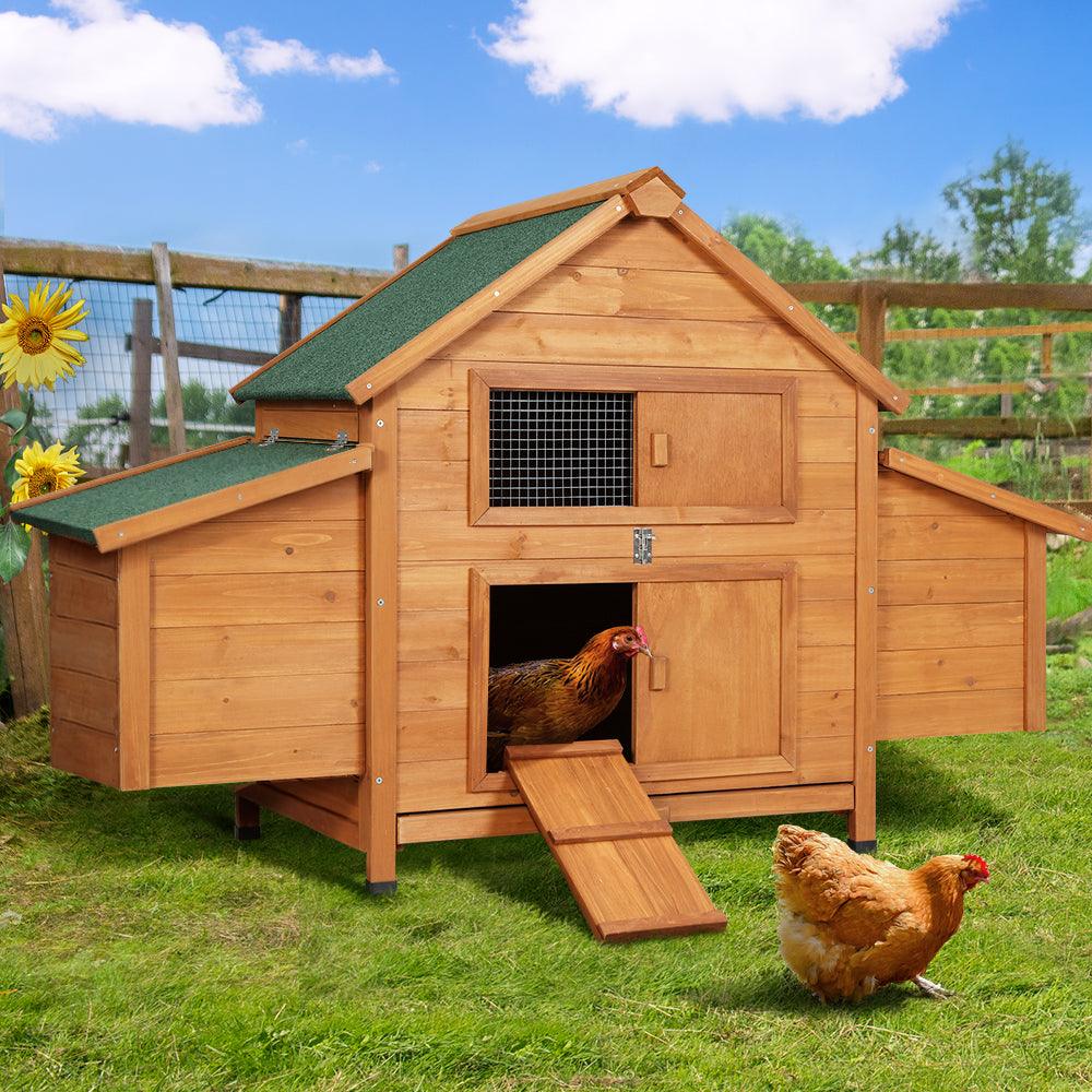 Buy i.Pet Chicken Coop Rabbit Hutch 150cm x 68cm x 96cm Large House Run Cage Wooden Outdoor Pet Enclosure discounted | Products On Sale Australia