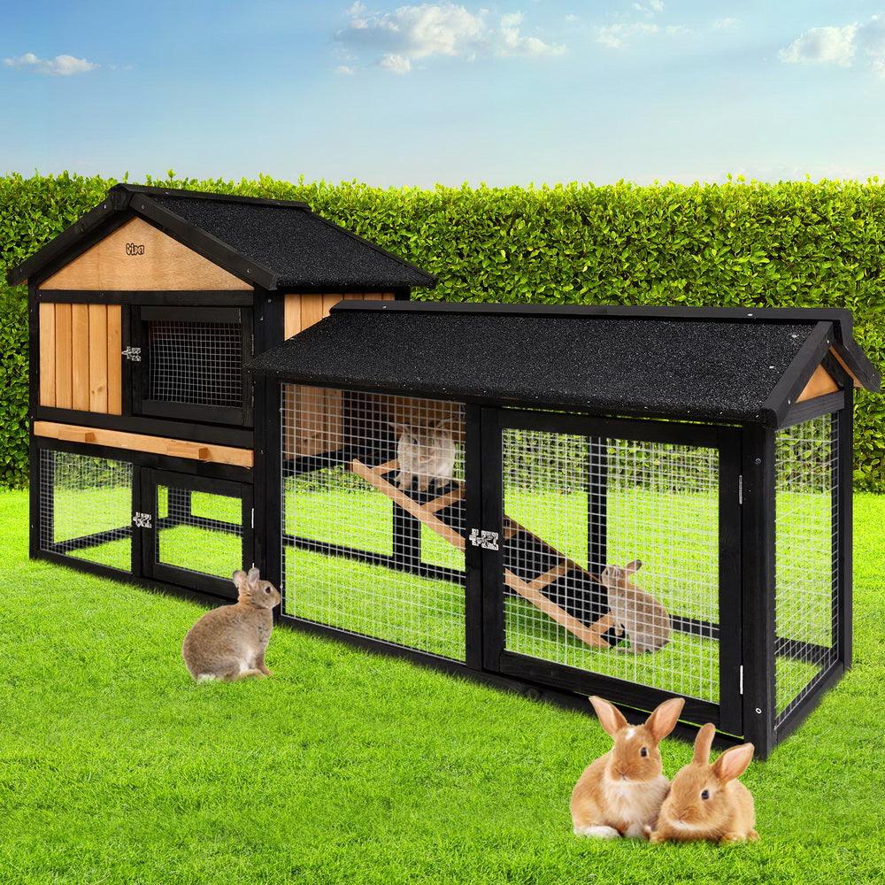 Buy i.Pet Chicken Coop Rabbit Hutch 165cm x 43cm x 86cm Extra Large Run House Cage Wooden Outdoor discounted | Products On Sale Australia