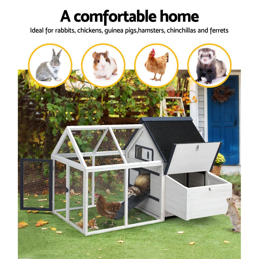 Buy i.Pet Chicken Coop Rabbit Hutch 166cm x 120cm x 112cm Large House Run Cage XL Bunny Wooden discounted | Products On Sale Australia